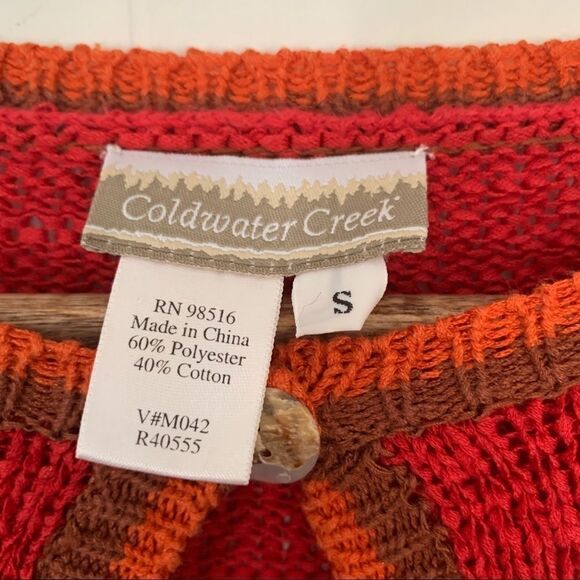 Coldwater Creek Open Front Fall Winter Burnt Orange Cardigan Sz S - Picture 5 of 8